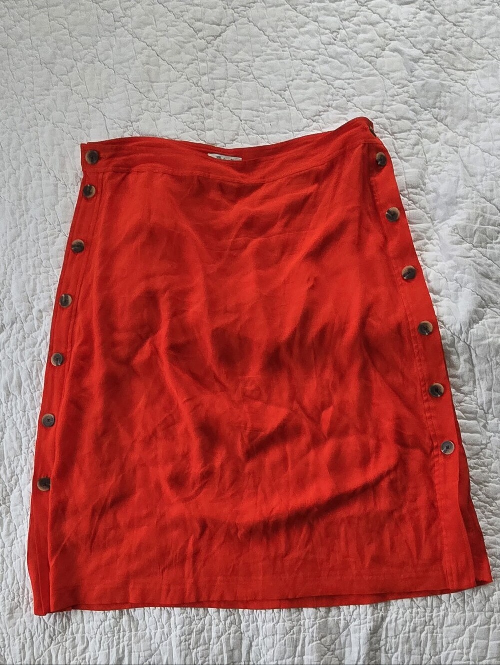 Madewell Red Side-Button Midi Skirt